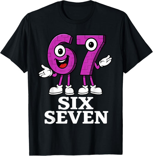 67 Six Seven 6-7 - Funny Italian Brainrot Kids Gaming Meme T-Shirt - T-Shirt | Black