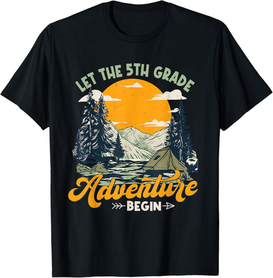Let get 5th grade adventure begin boys girls back to school T-Shirt - T-Shirt | Black