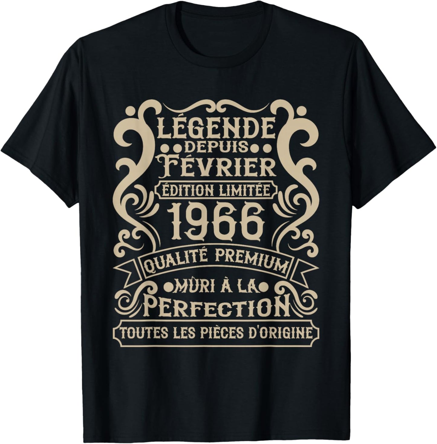 Février 1966-60 Ans Anniversaire Cadeau Vintage 1966 T-Shirt - T-Shirt | Black