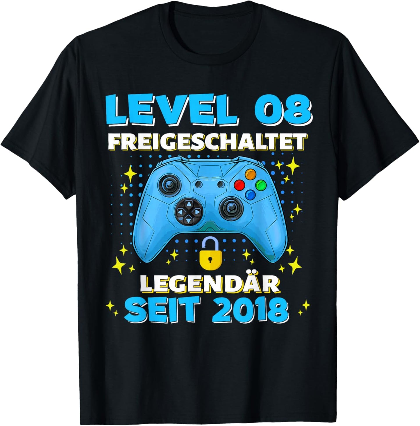 Level 8 Years Birthday Shirt Boy Gamer 2018 Birthday T-Shirt - T-Shirt | Black