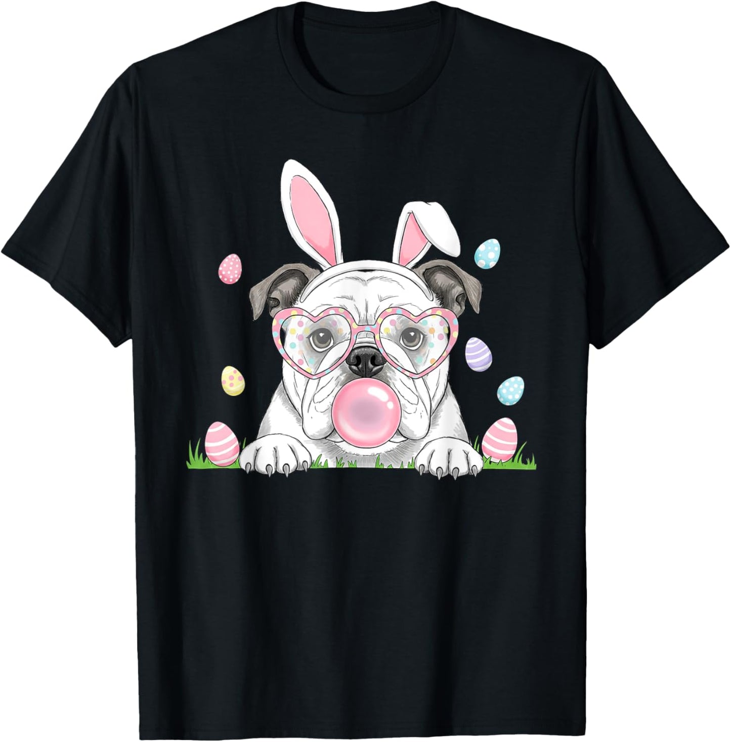 English Bulldog Bunny Bubble Gum Easter Day Kids T-Shirt - T-Shirt | Black