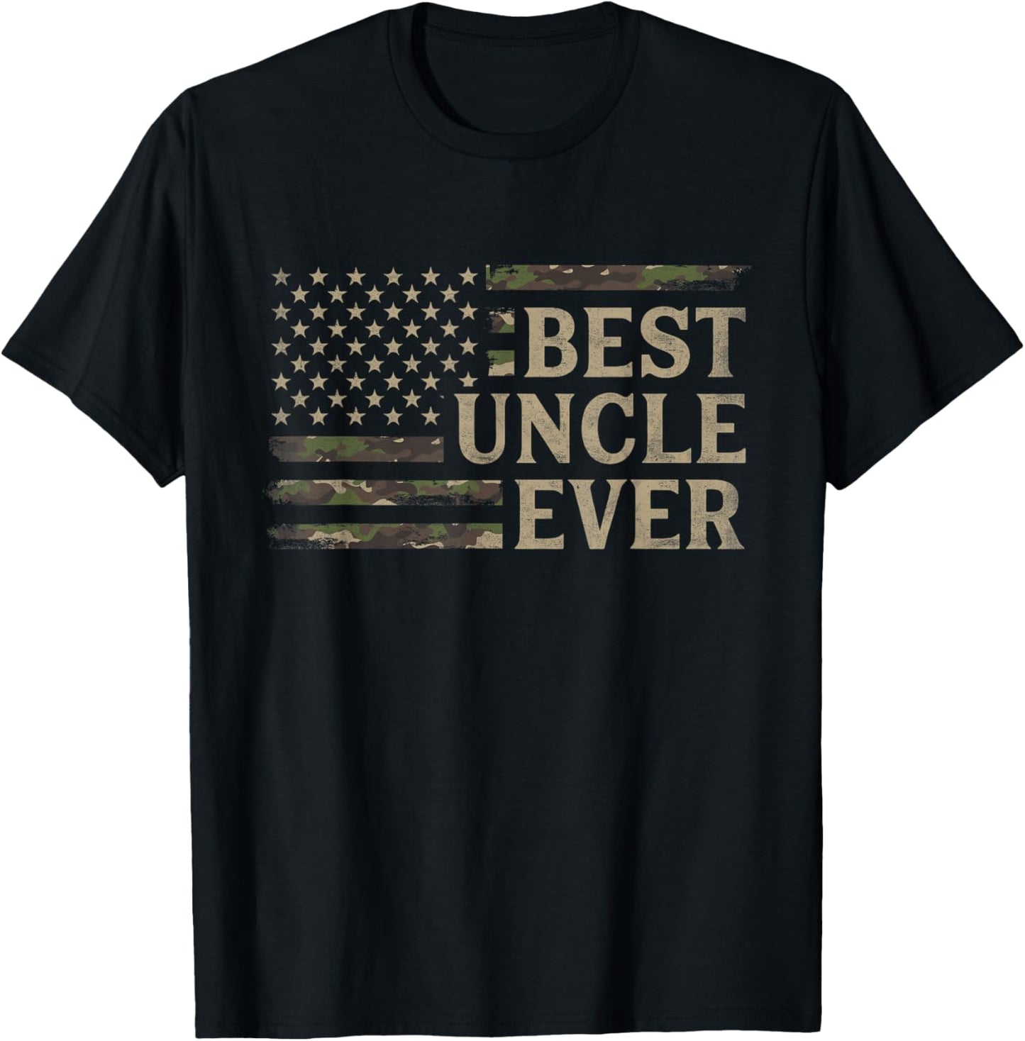Camo Best Uncle Ever Camourflage USA Flag Fathers Day T-Shirt - T-Shirt | Black