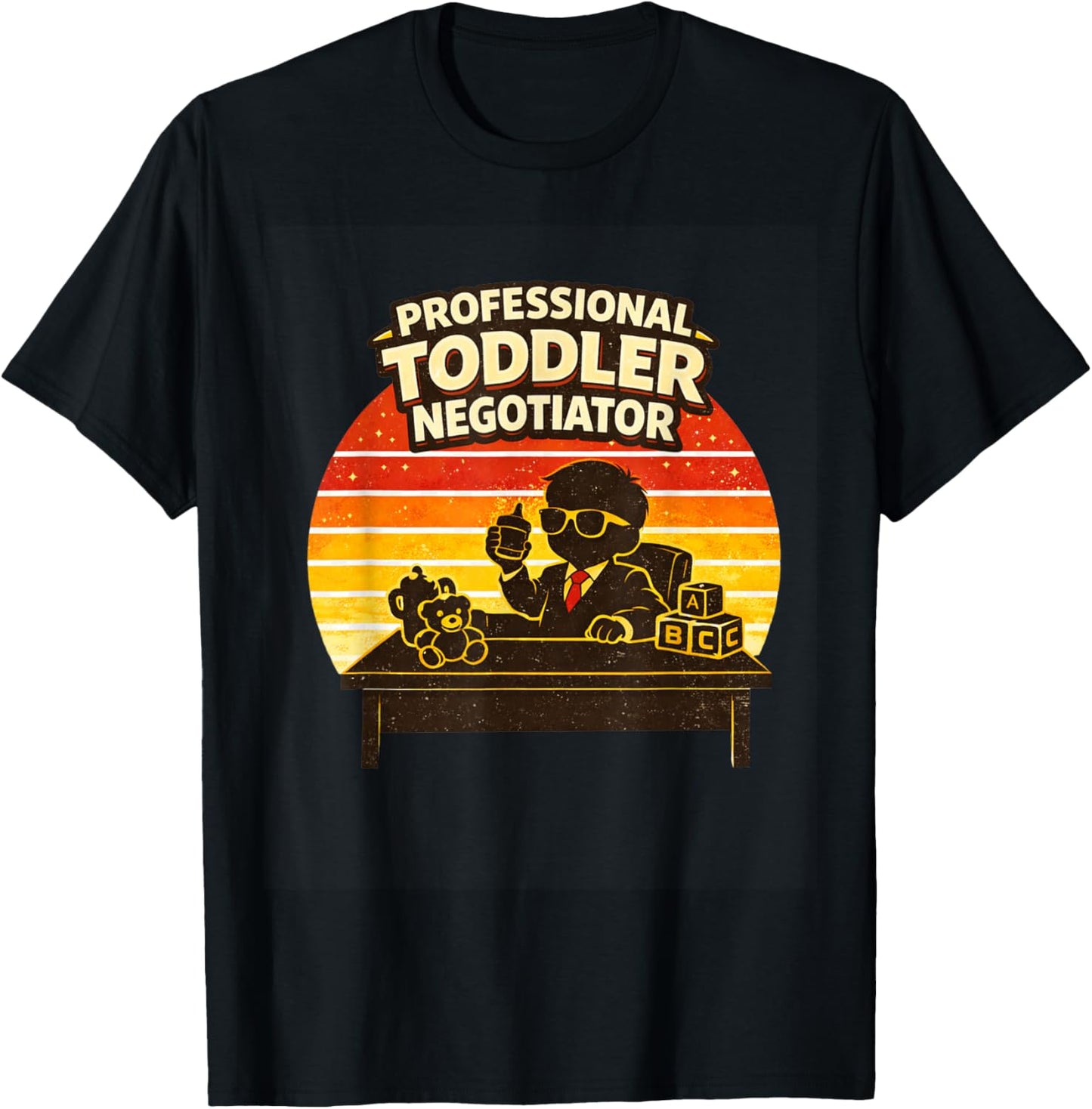 Funny Parent Life Toddler Negotiator Parenting Humor Mom Dad T-Shirt - T-Shirt | Black