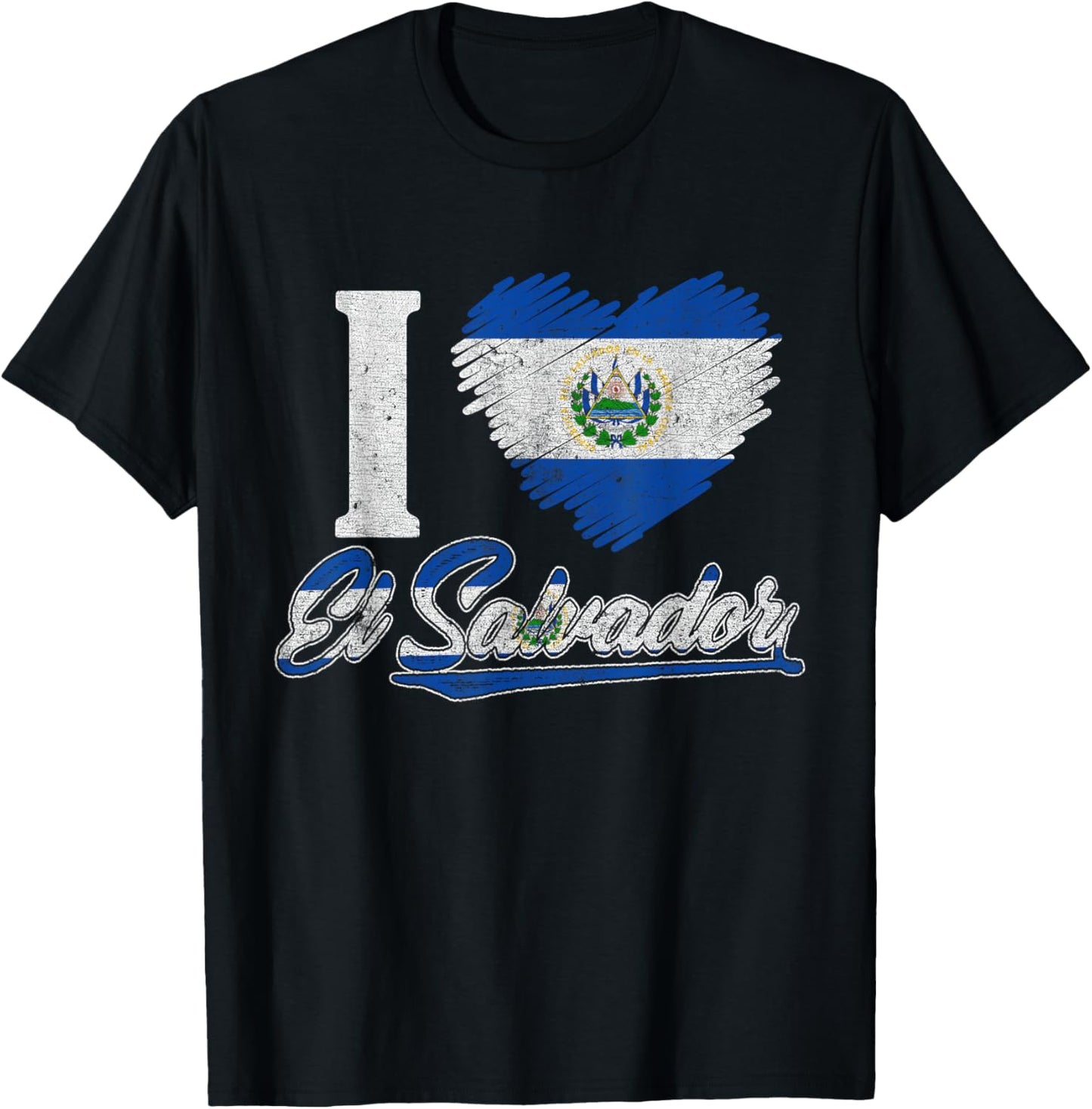 I Love El Salvador Salvadoran Flag Hispanic Heritage Month T-Shirt - T-Shirt | Black