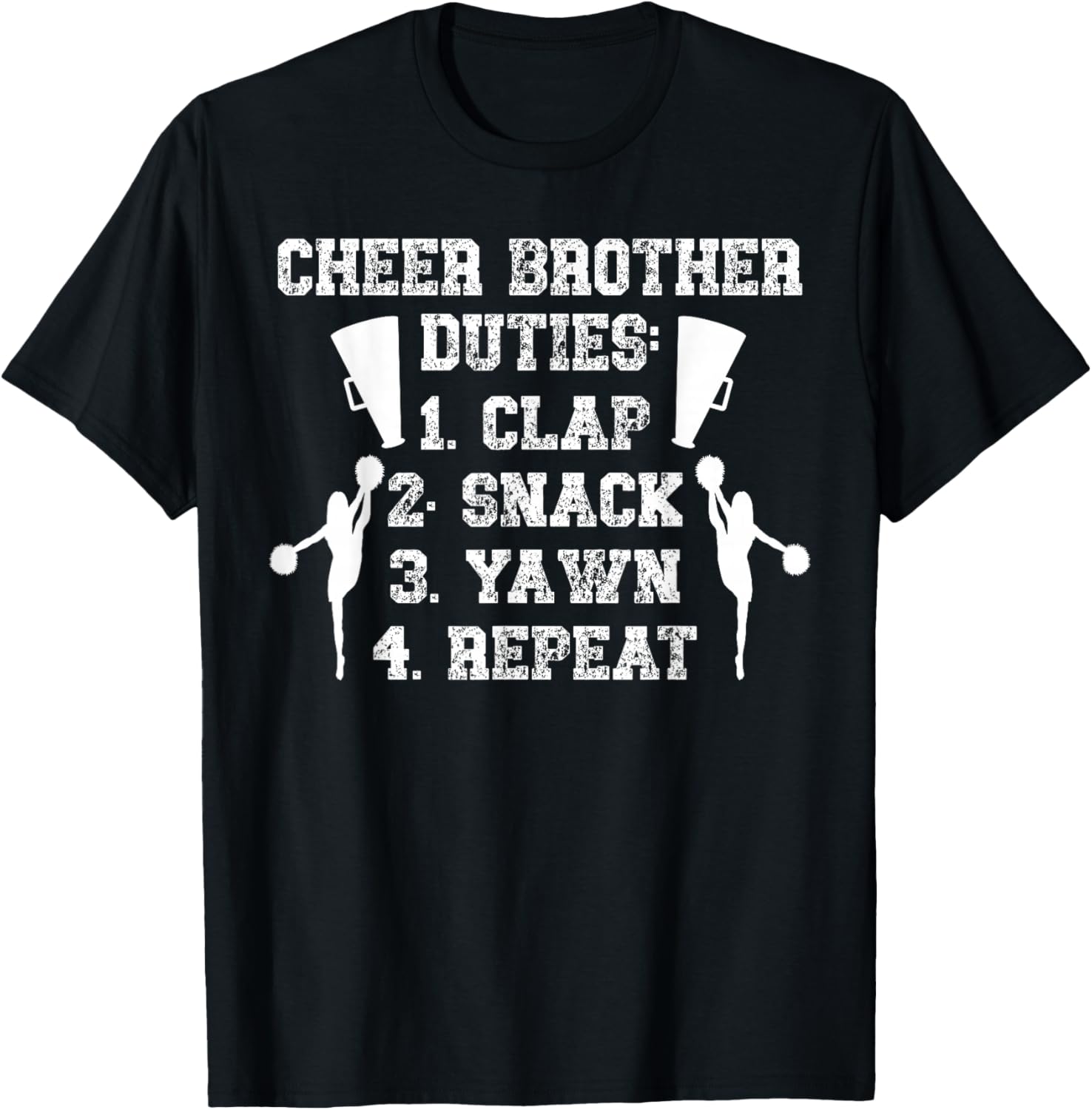 Cheer Brother Duties Cheer Bro Of A Cheerleader Brother T-Shirt - T-Shirt | Black