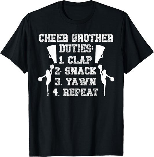 Cheer Brother Duties Cheer Bro Of A Cheerleader Brother T-Shirt - T-Shirt | Black