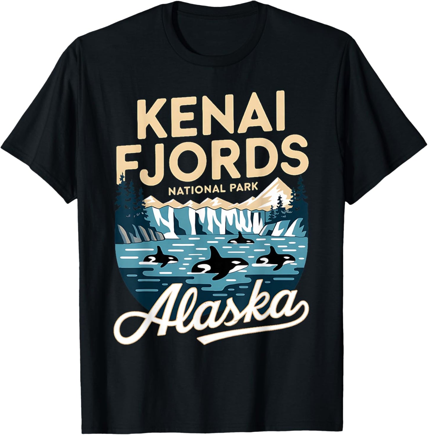 Explore Whale Orca Kenai Fjords National Park Alaska T-Shirt - T-Shirt | Black