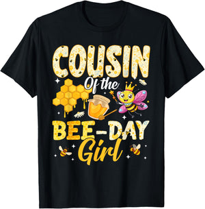 Cousin of The Bee Day Girl Birthday Family Matching Party T-Shirt - T-Shirt | Black