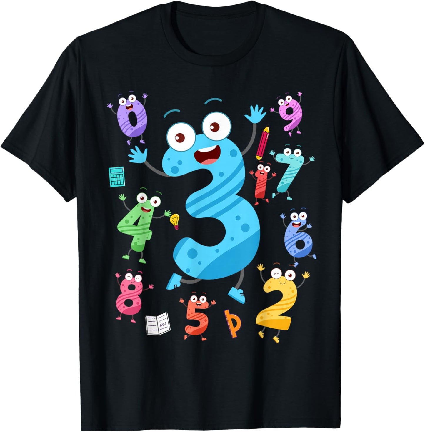 Maths Day Number Costume With Number 3 Idea For Kids Number T-Shirt - T-Shirt | Black