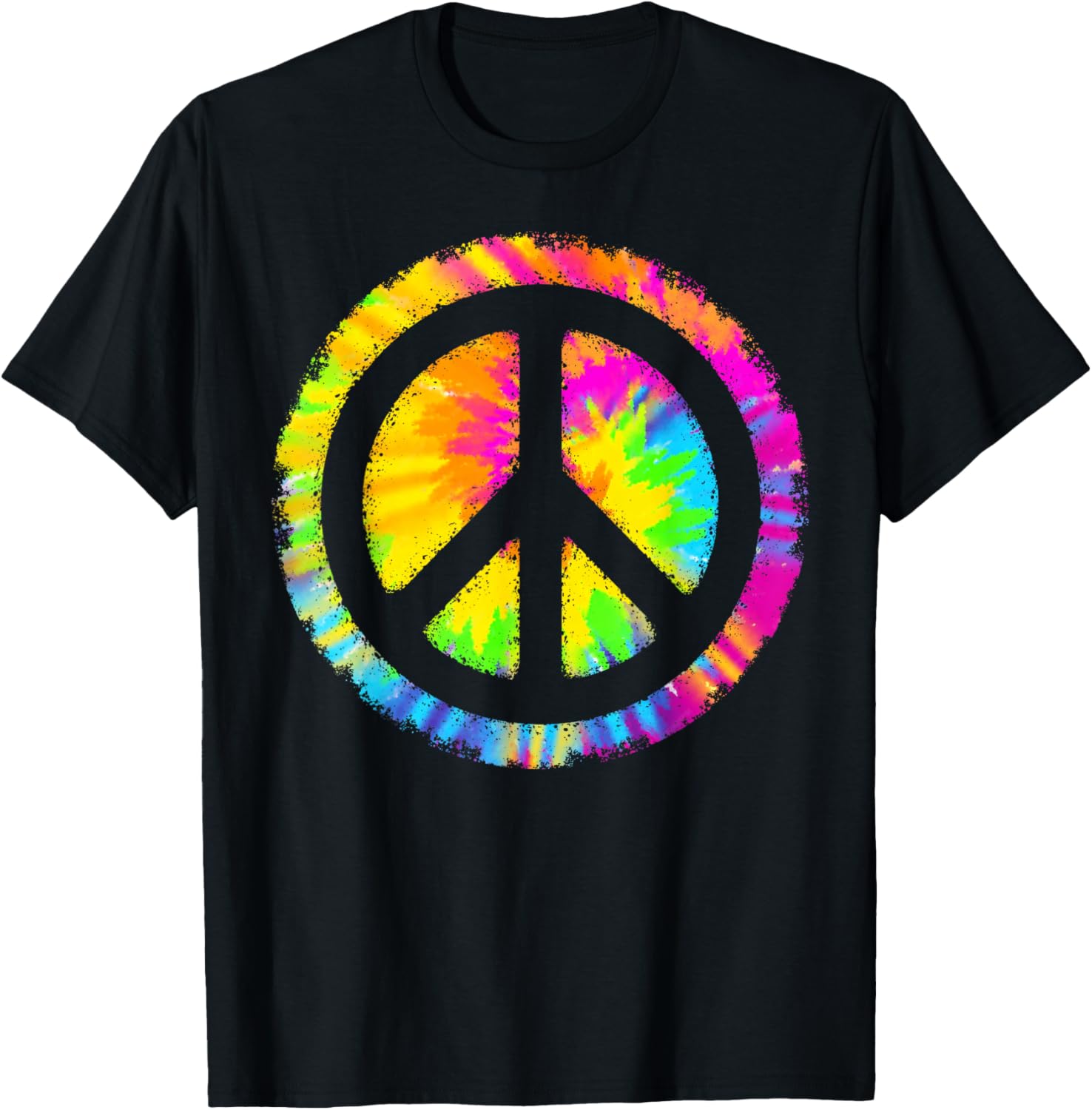 Tie-Dye Peace Sign Hippie T-Shirt - T-Shirt | Black