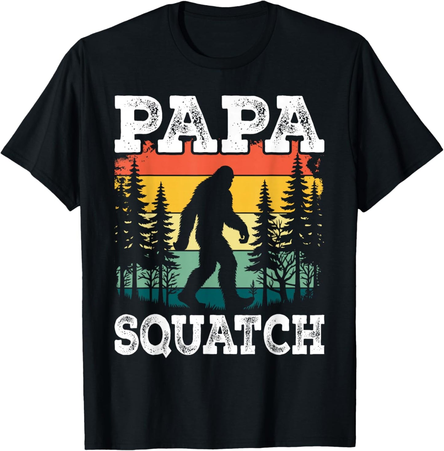 Papa Squatch Funny Dad Bigfoot Retro Fathers Day Vintage T-Shirt - T-Shirt | Black
