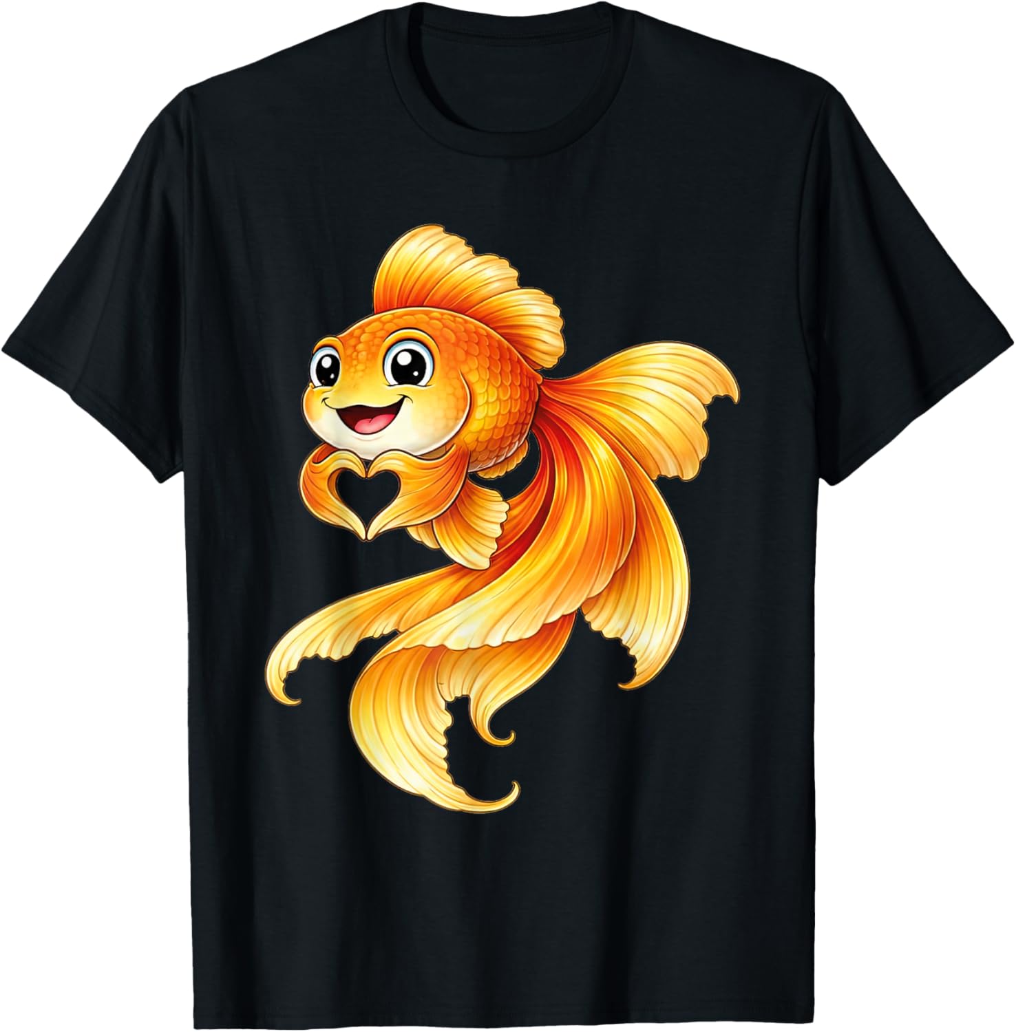 Goldfisch mit Herz | Süßer Aquarienfisch mit Herzsymbol T-Shirt - T-Shirt | Black