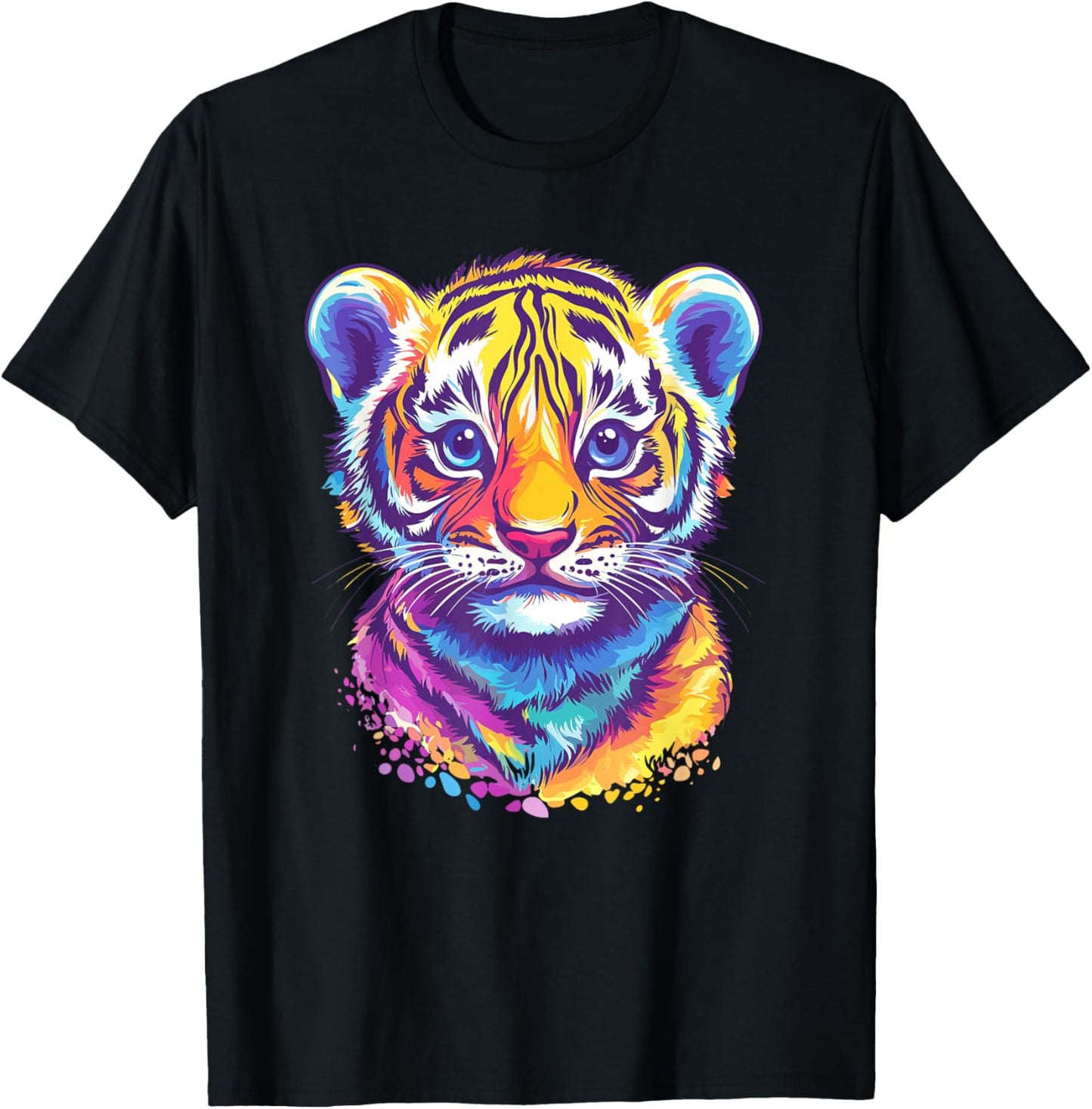 Colorful Tiger Cub Vibrant Colors T-Shirt - T-Shirt | Black