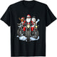 Santa, Reindeer & Snowman Bikers on Motorcycles T-Shirt - T-Shirt | Black