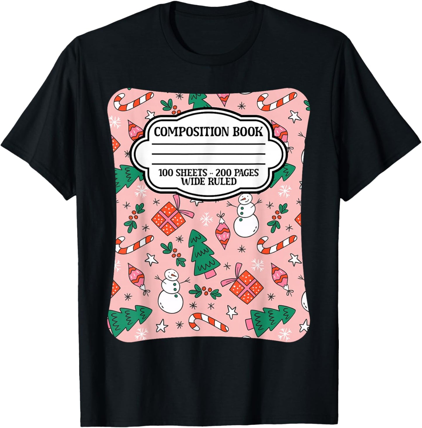 Christmas Composition Notebook Teachers Students Matching T-Shirt - T-Shirt | Black