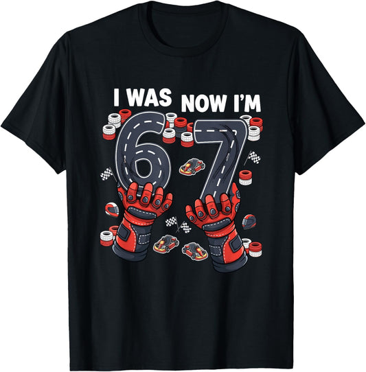 I was 6 Now I'm 7 Go Kart Racing Birthday Boy Race Track Kid T-Shirt - T-Shirt | Black