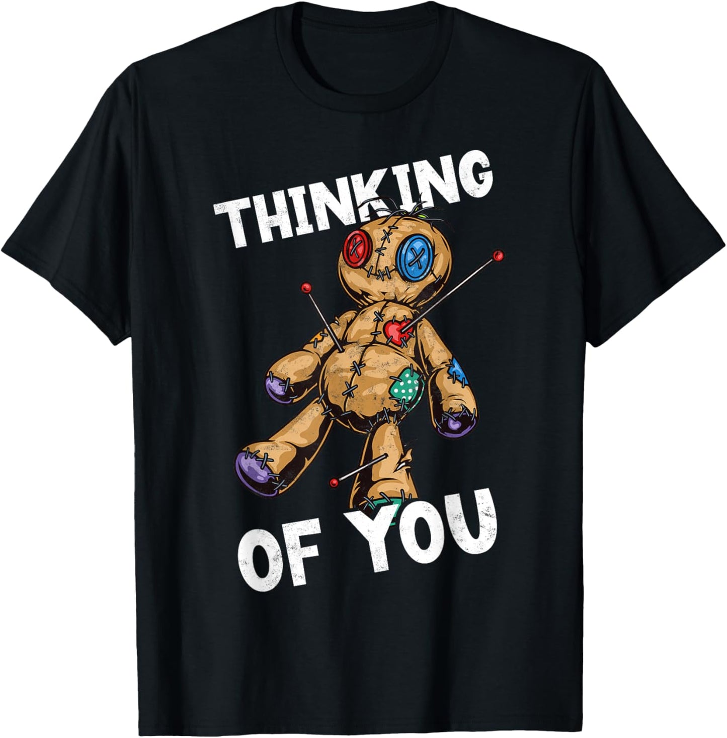 Funny Voodoo Doll Thinking of You Lazy Halloween Costume T-Shirt - T-Shirt | Black