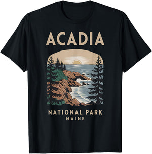 Outdoor Nature Hiking Acadia National Park Maine T-Shirt - T-Shirt | Black