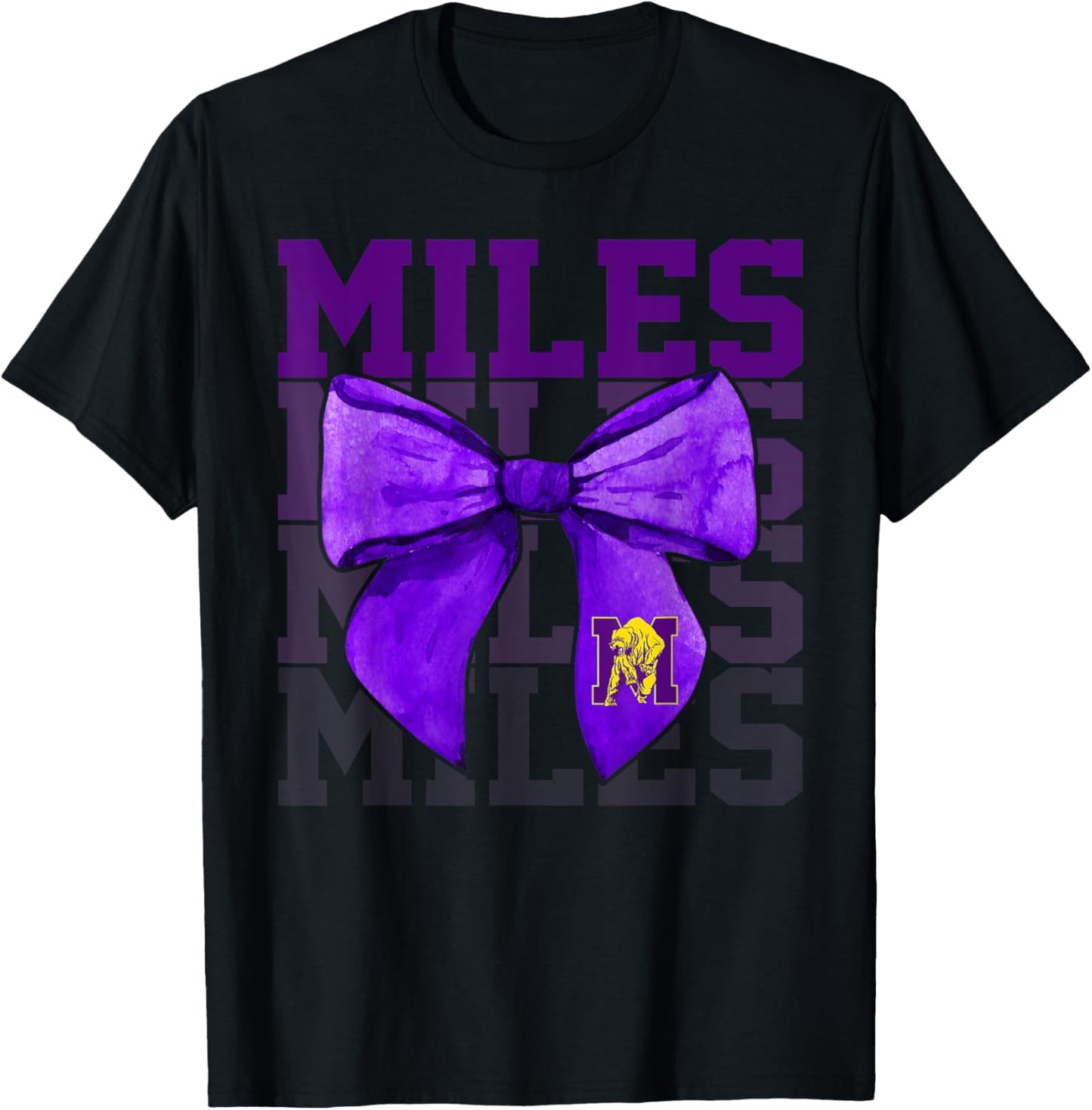 Miles College Bow Vintage Athletics Girls Women T-Shirt - T-Shirt | Black