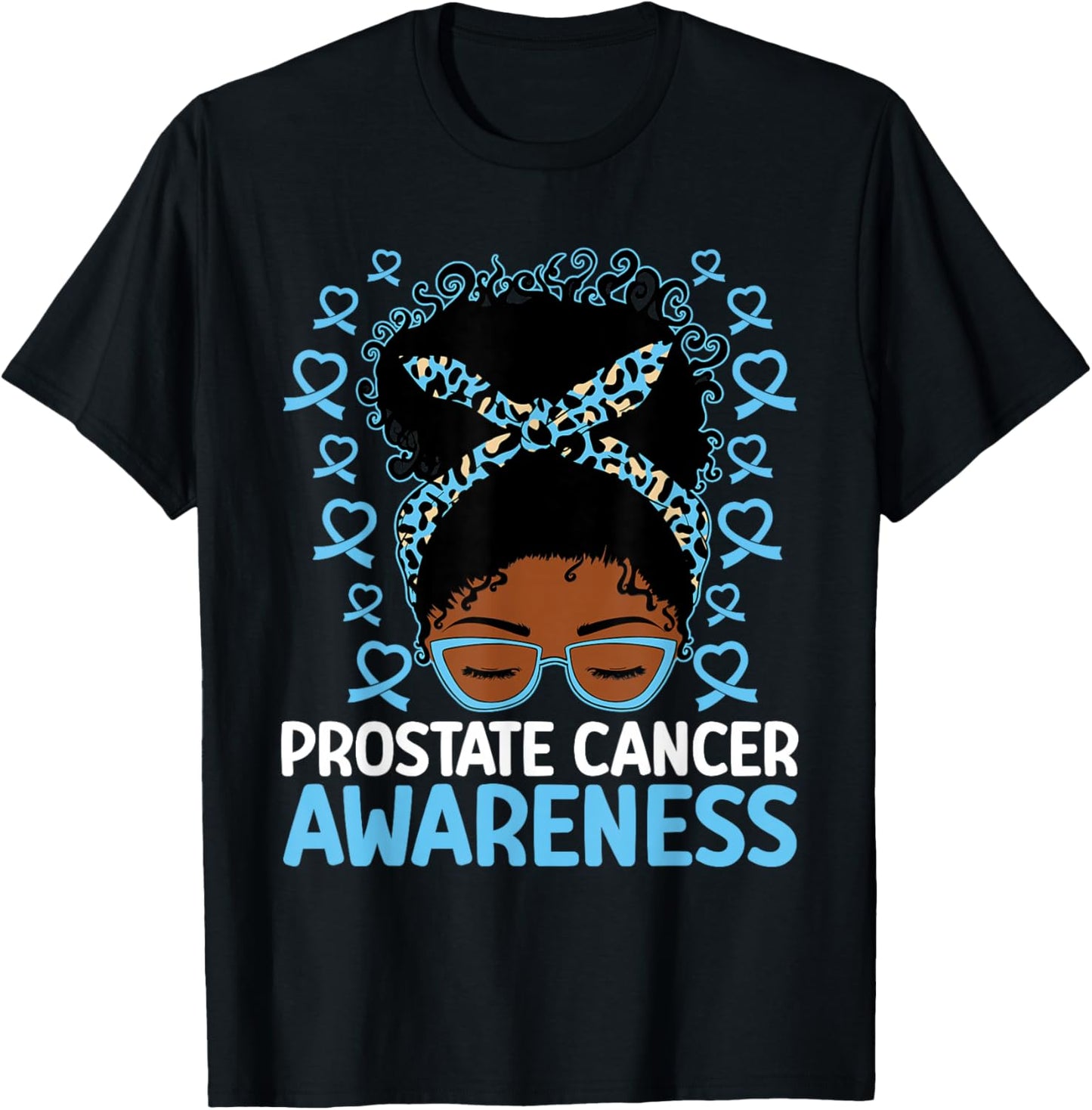 Prostate Cancer Awareness African American Messy Bun T-Shirt - T-Shirt | Black