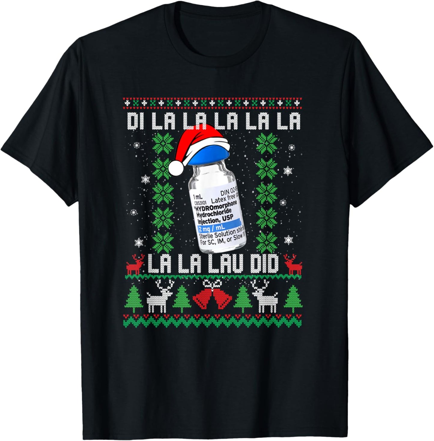 Funny Medical Worker Ugly Christmas Design T-Shirt - T-Shirt | Black