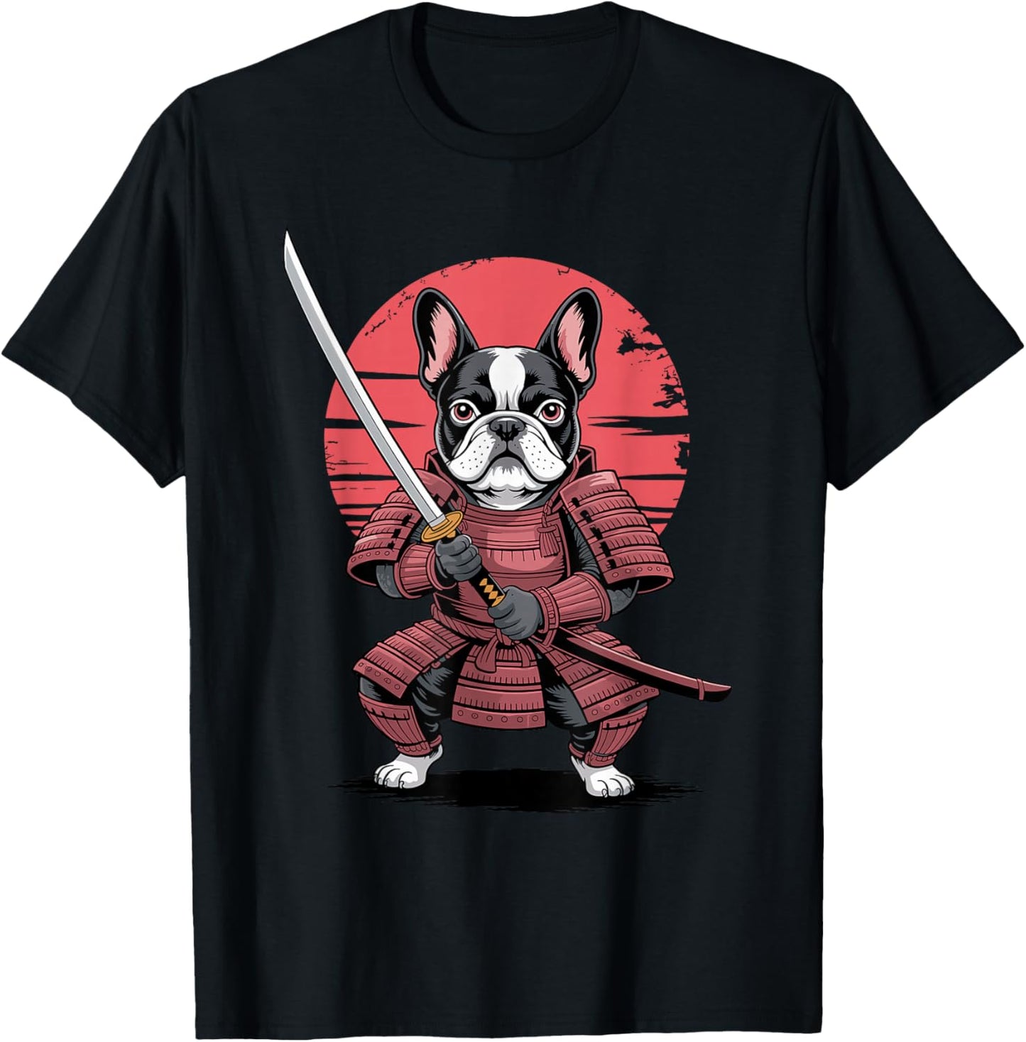 Samurai French Bulldog Katana Sword Frenchie T-Shirt - T-Shirt | Black