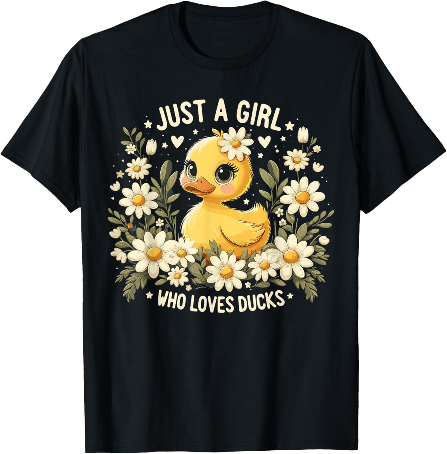 Just a Girl Who Loves Ducks Girl Cute Funny Duck T-Shirt - T-Shirt | Black