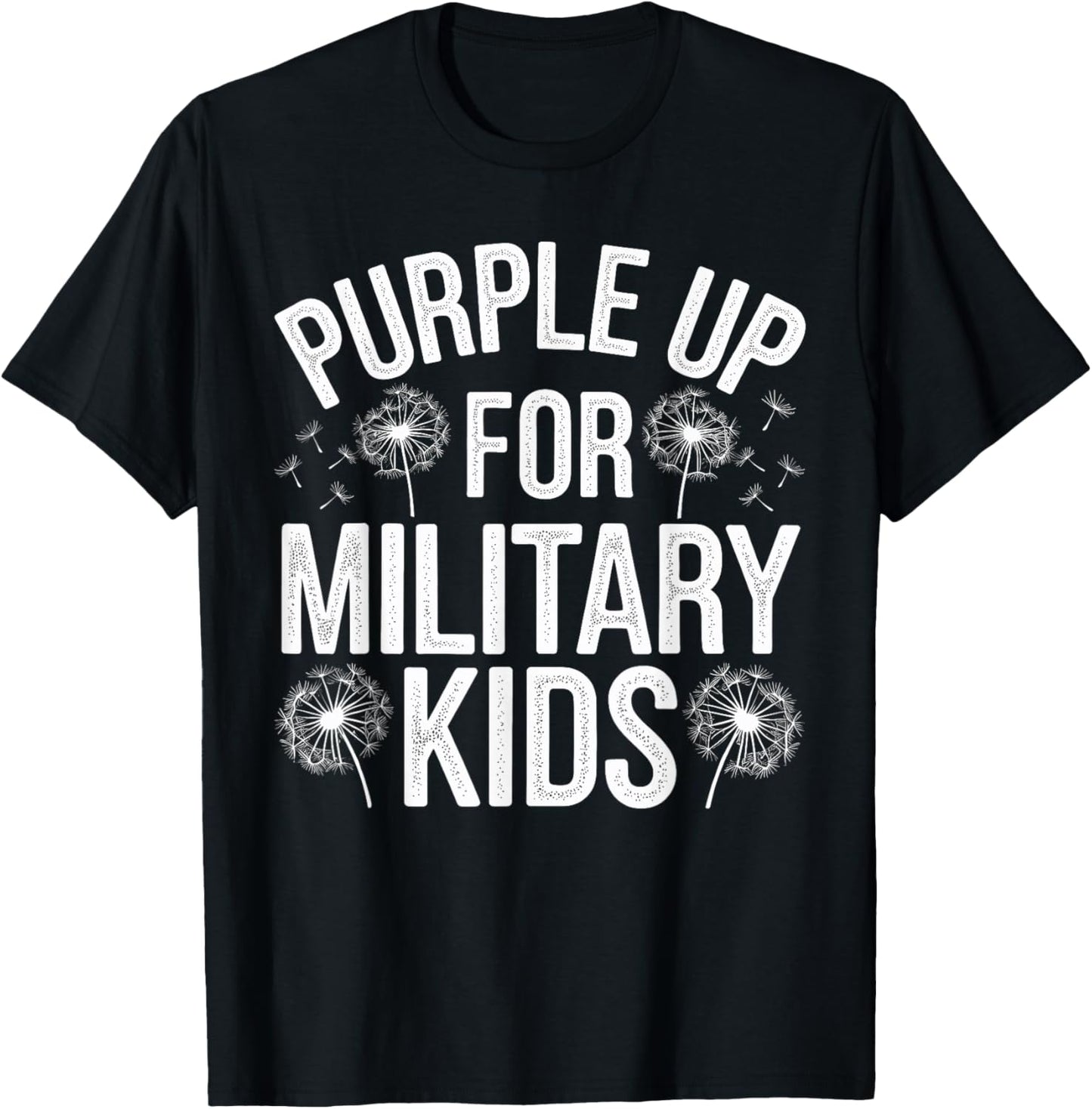 Purple Up for Military Kids Dandelion Military Child Month T-Shirt - T-Shirt | Black