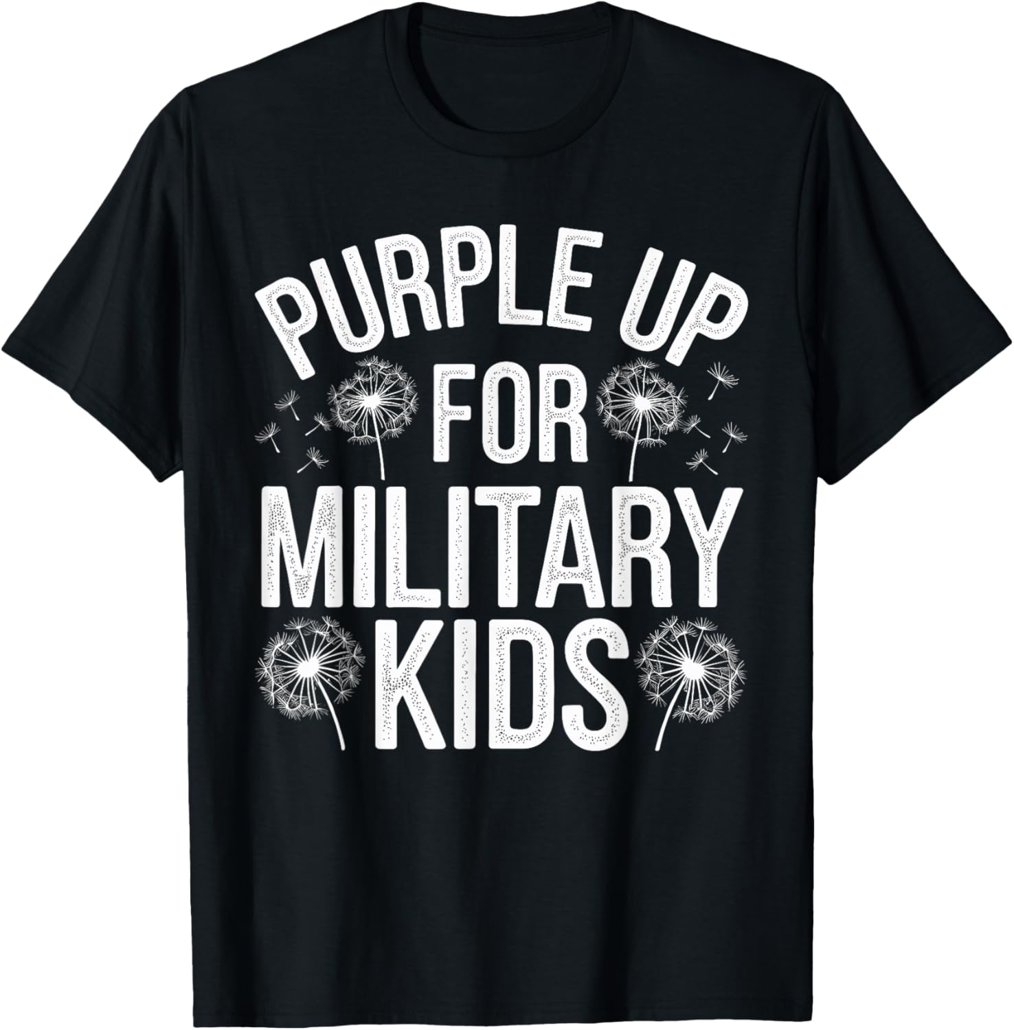 Purple Up for Military Kids Dandelion Military Child Month T-Shirt - T-Shirt | Black