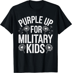 Purple Up for Military Kids Dandelion Military Child Month T-Shirt - T-Shirt | Black