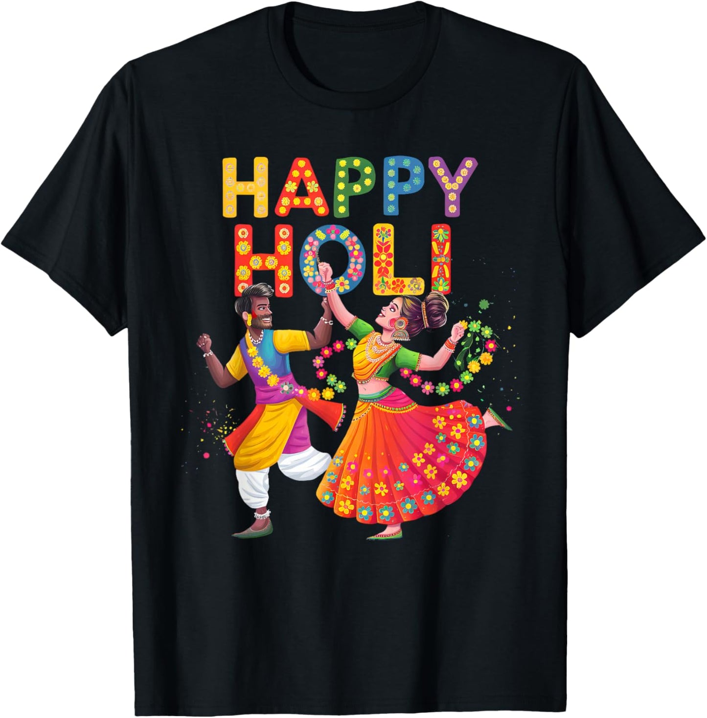 Happy Holi Funny Festival Colors India Hindu Kids Women T-Shirt - T-Shirt | Black