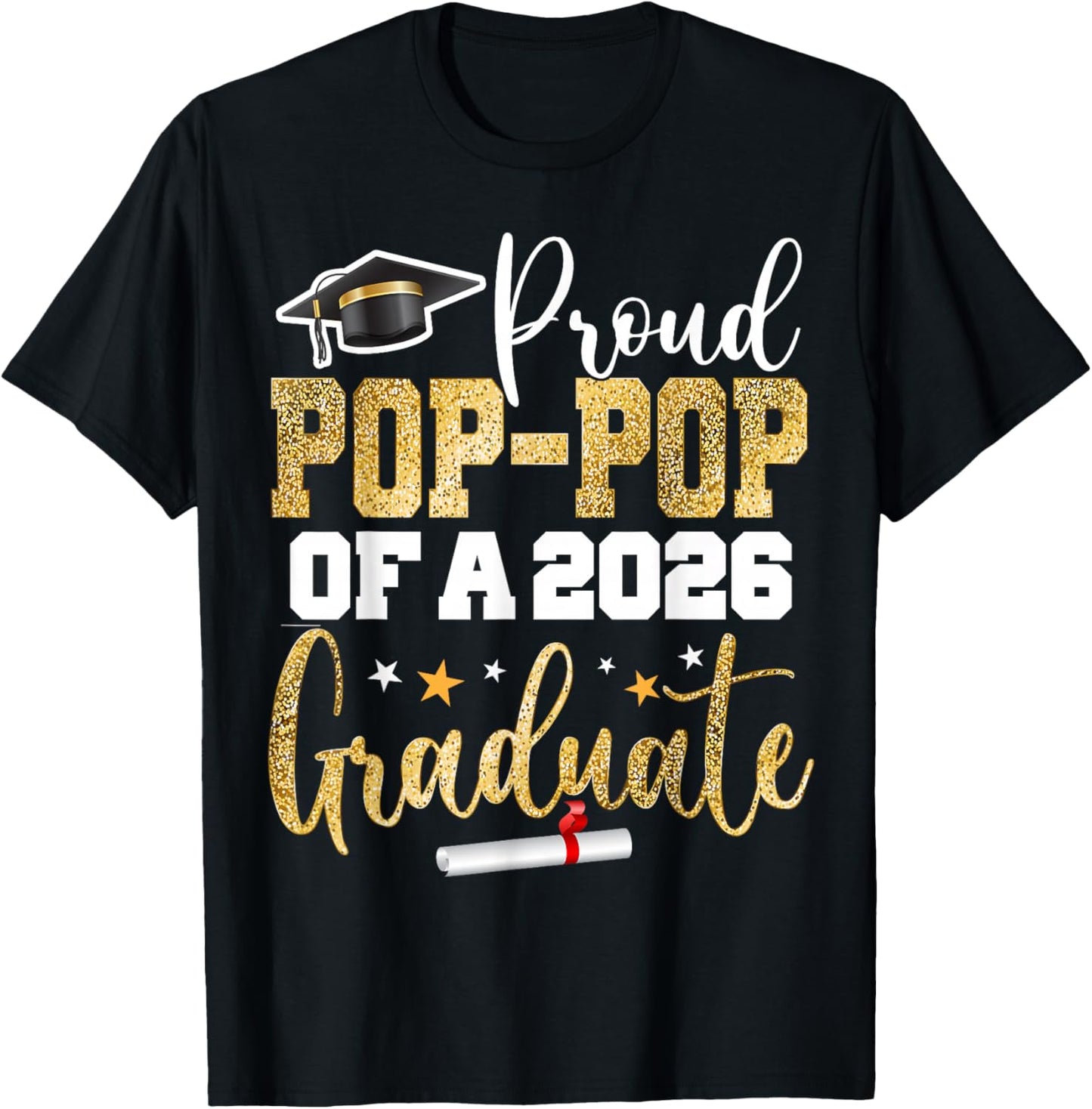 Proud POP-POP of A Class of 2026 Graduate Senior Graduation T-Shirt - T-Shirt | Black