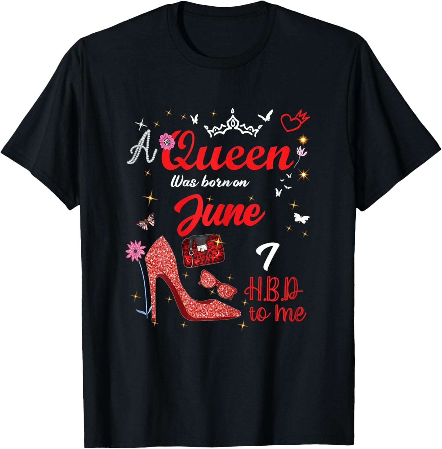 7 Juin Anniversaire This Queen Was Born on June 7th T-Shirt - T-Shirt | Black
