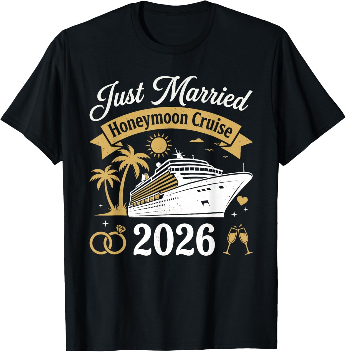 Just Married Honeymoon Cruise 2026 T-Shirt - T-Shirt | Black