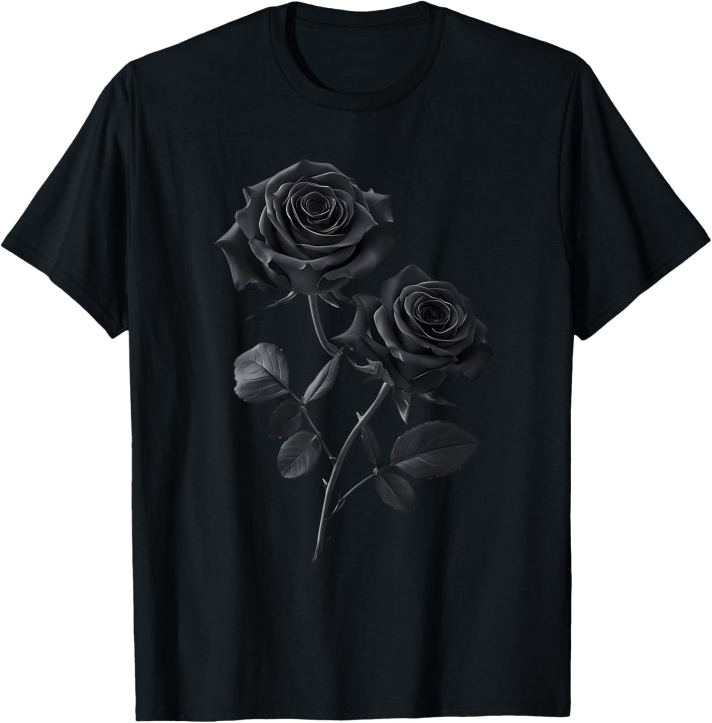 Beautiful Black Roses Flower Couple T-Shirt - T-Shirt | Black