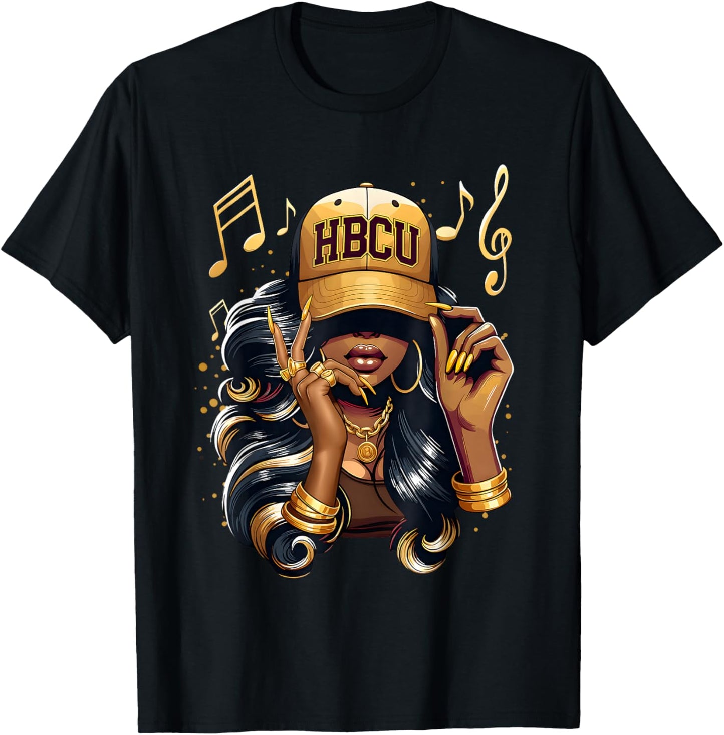 HBCU Beautiful Black Educated Melamin Afro Girl Women T-Shirt - T-Shirt | Black