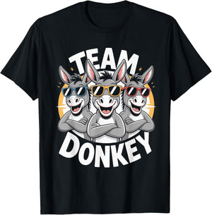 Donkey Team Funny Cartoon HEE-Haw Farm Birthday Party T-Shirt - T-Shirt | Black