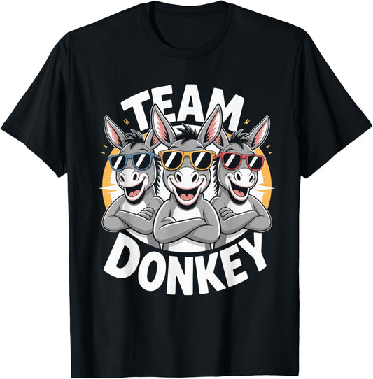 Donkey Team Funny Cartoon HEE-Haw Farm Birthday Party T-Shirt - T-Shirt | Black