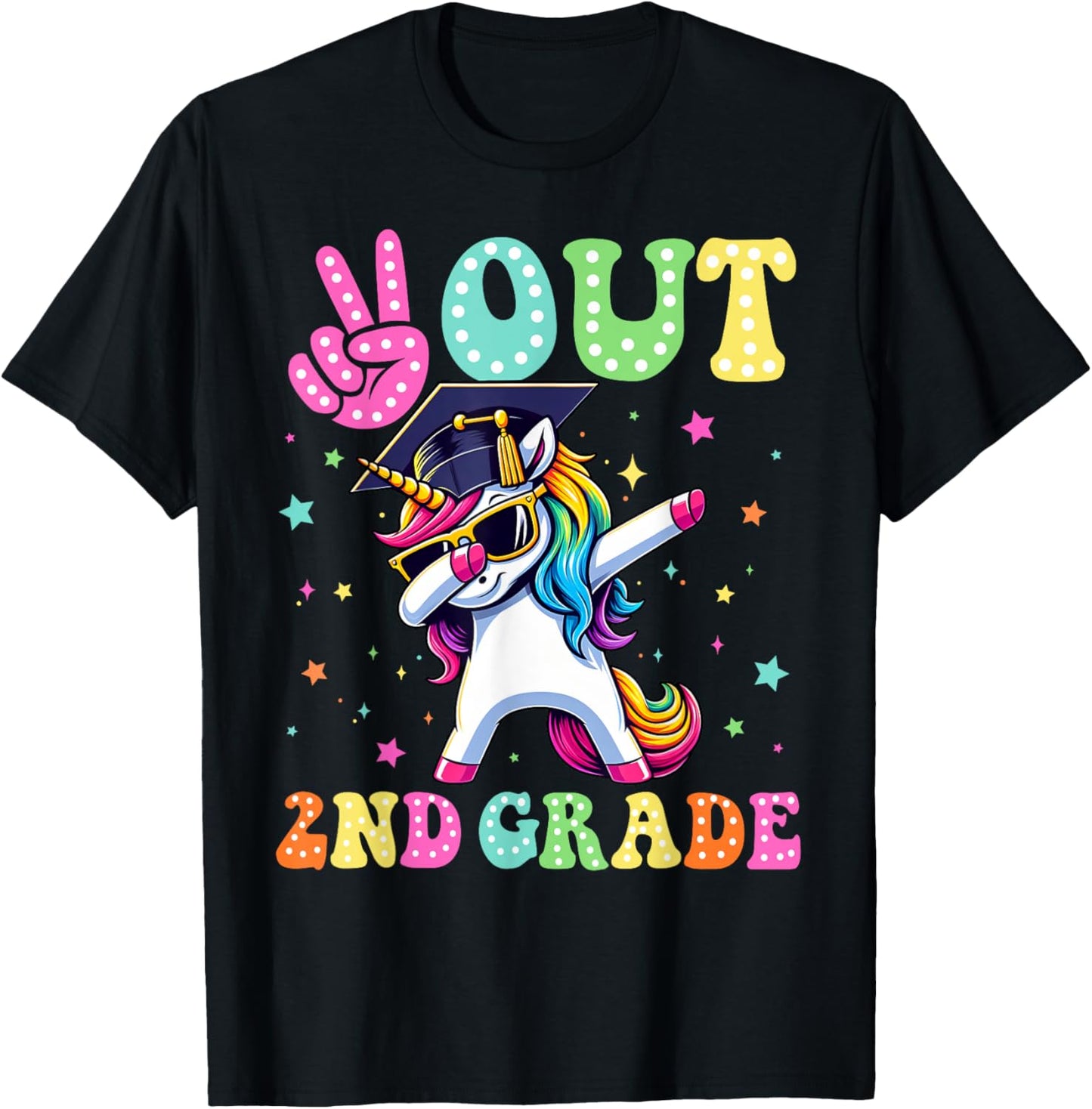 Unicorn Peace Out 2nd Grade Graduate Last Day Of School Kids T-Shirt - T-Shirt | Black