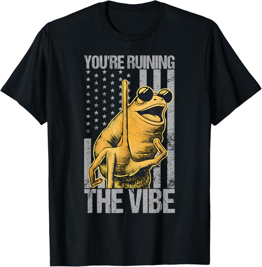 Funny Marcus The Worm You're Ruining The Vibe American Flag T-Shirt - T-Shirt | Black