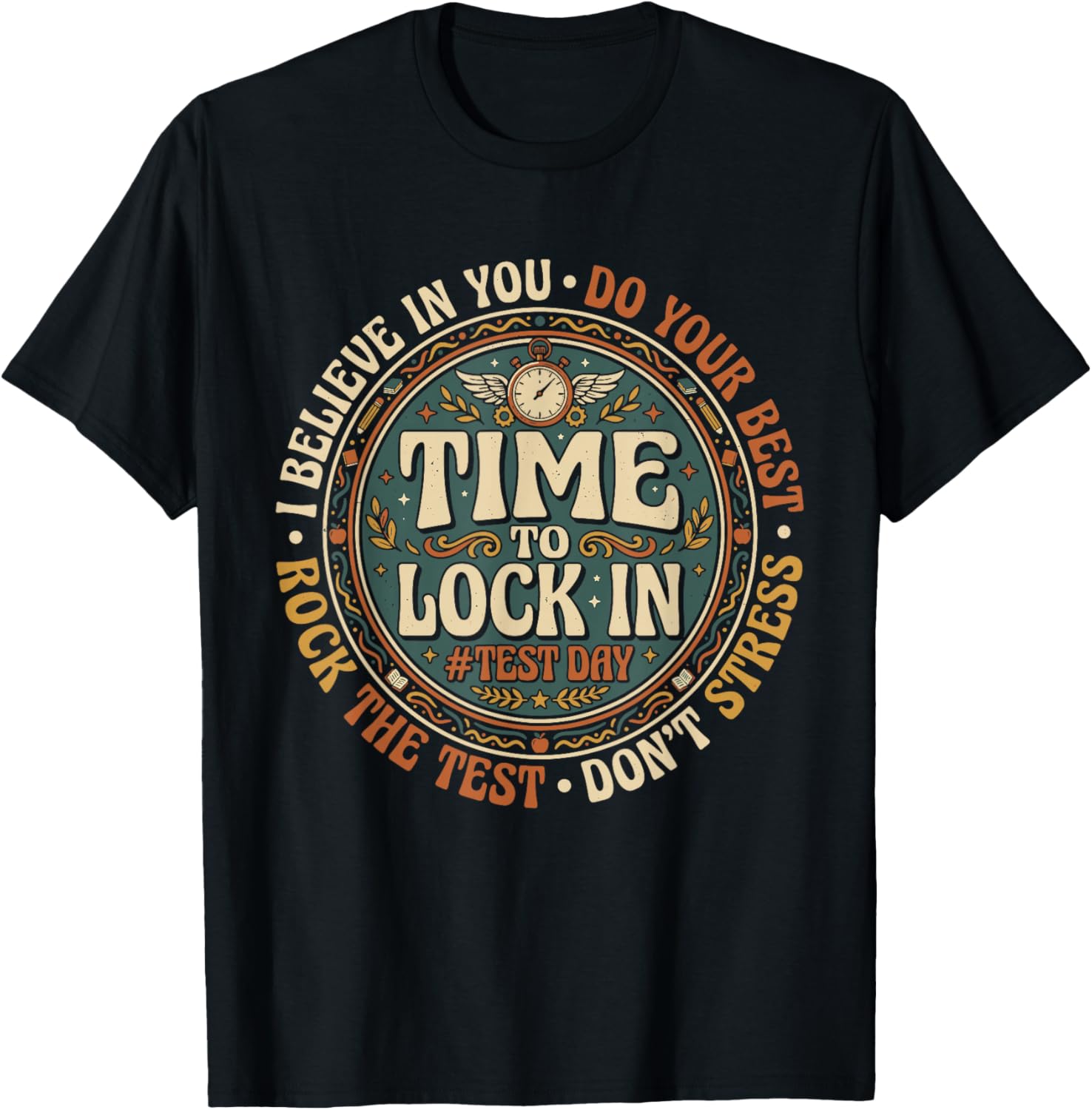 Time to Lock in Don't Stress Teachers Test Day T-Shirt - T-Shirt | Black