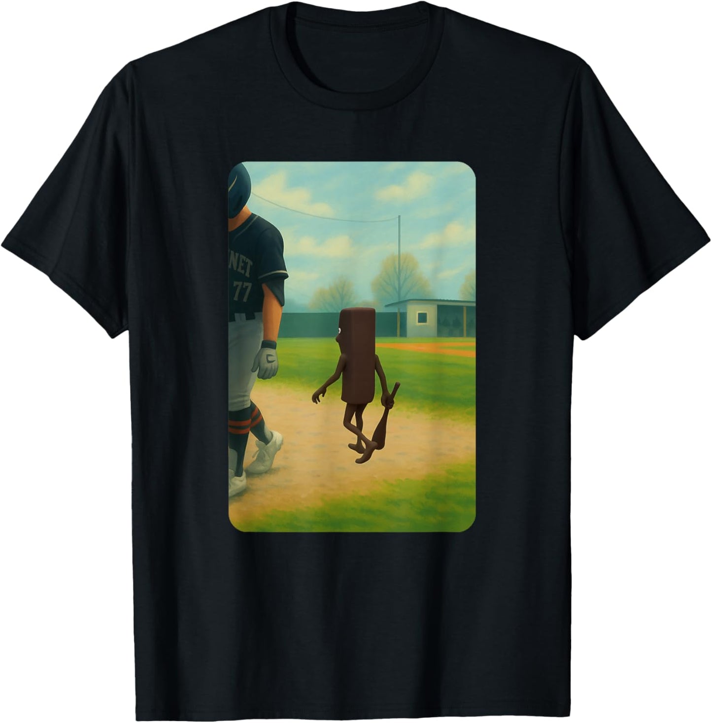 Tung Tung Tung Sahur Baseball Meme T-Shirt - T-Shirt | Black