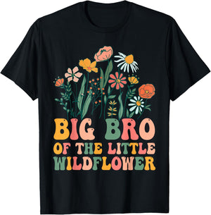 Big Brother Of The Little Wildflower Birthday Party Baby T-Shirt - T-Shirt | Black