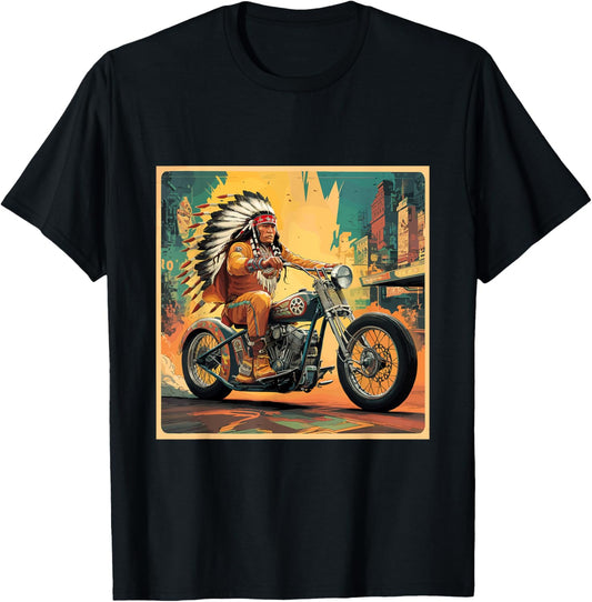 Vintage American Motorcycle Indian Men's Riding Old Biker T-Shirt - T-Shirt | Black