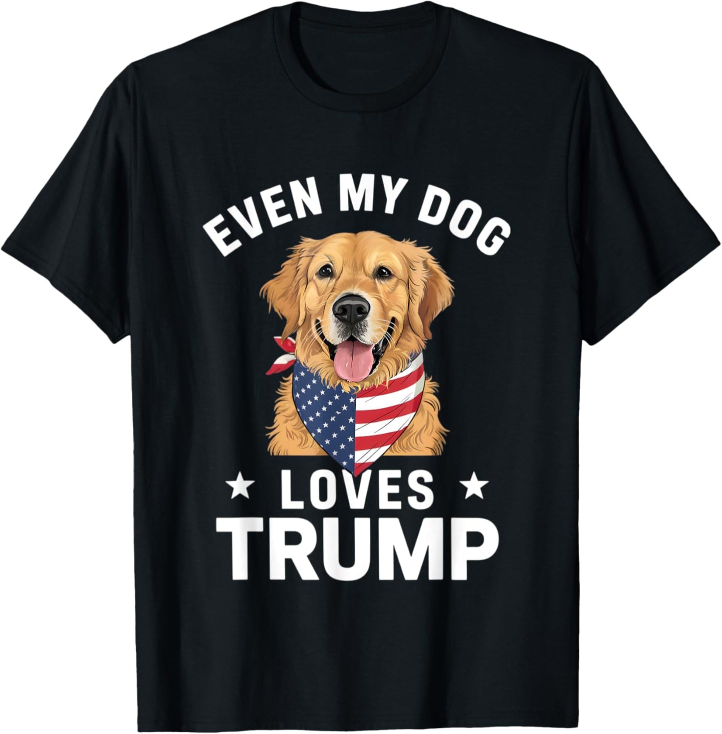 Retriever Even My Dog Loves Trump USA Flag Bandana T-Shirt - T-Shirt | Black