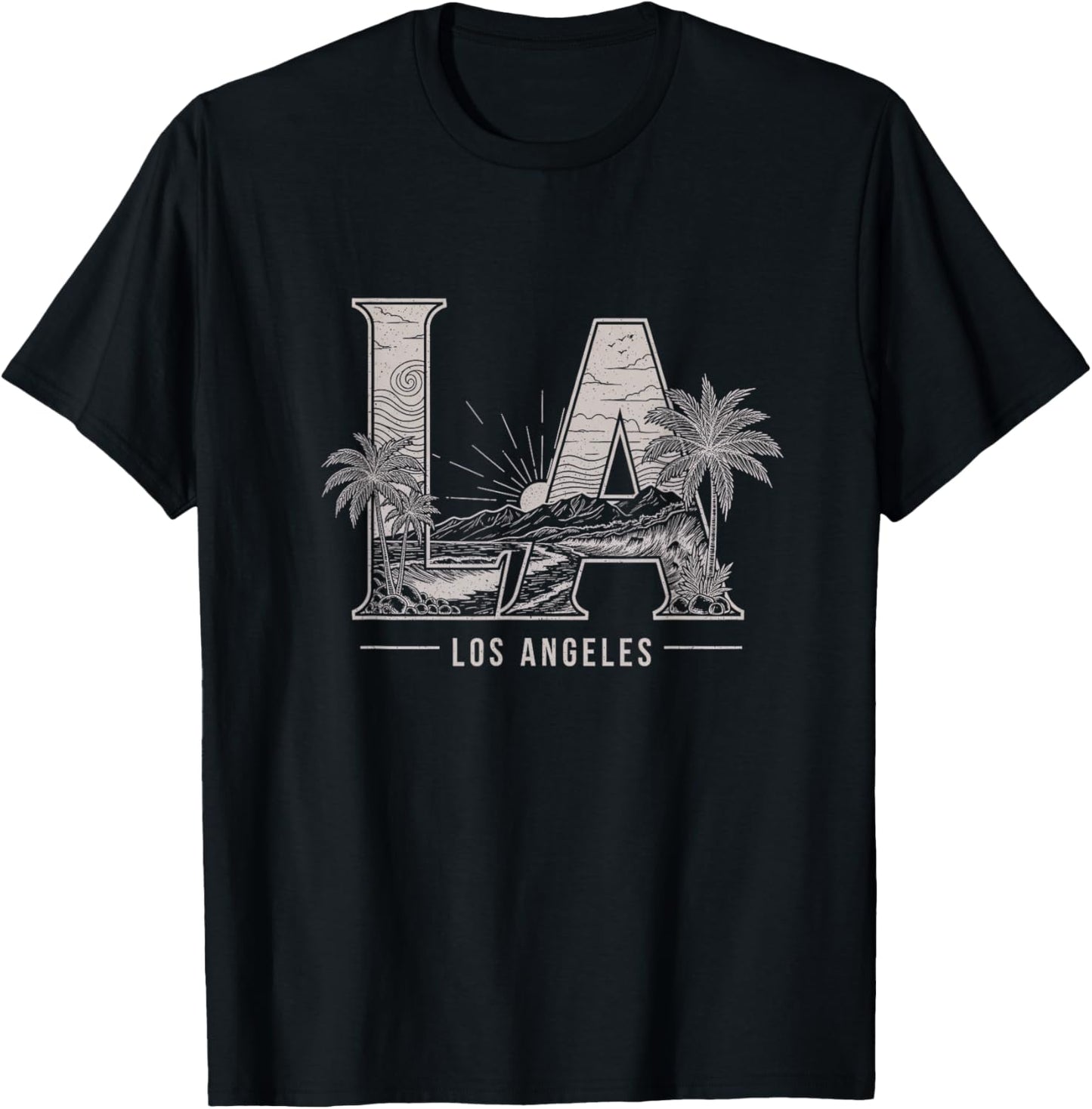 Los Angeles California Art LA Design T-Shirt - T-Shirt | Black