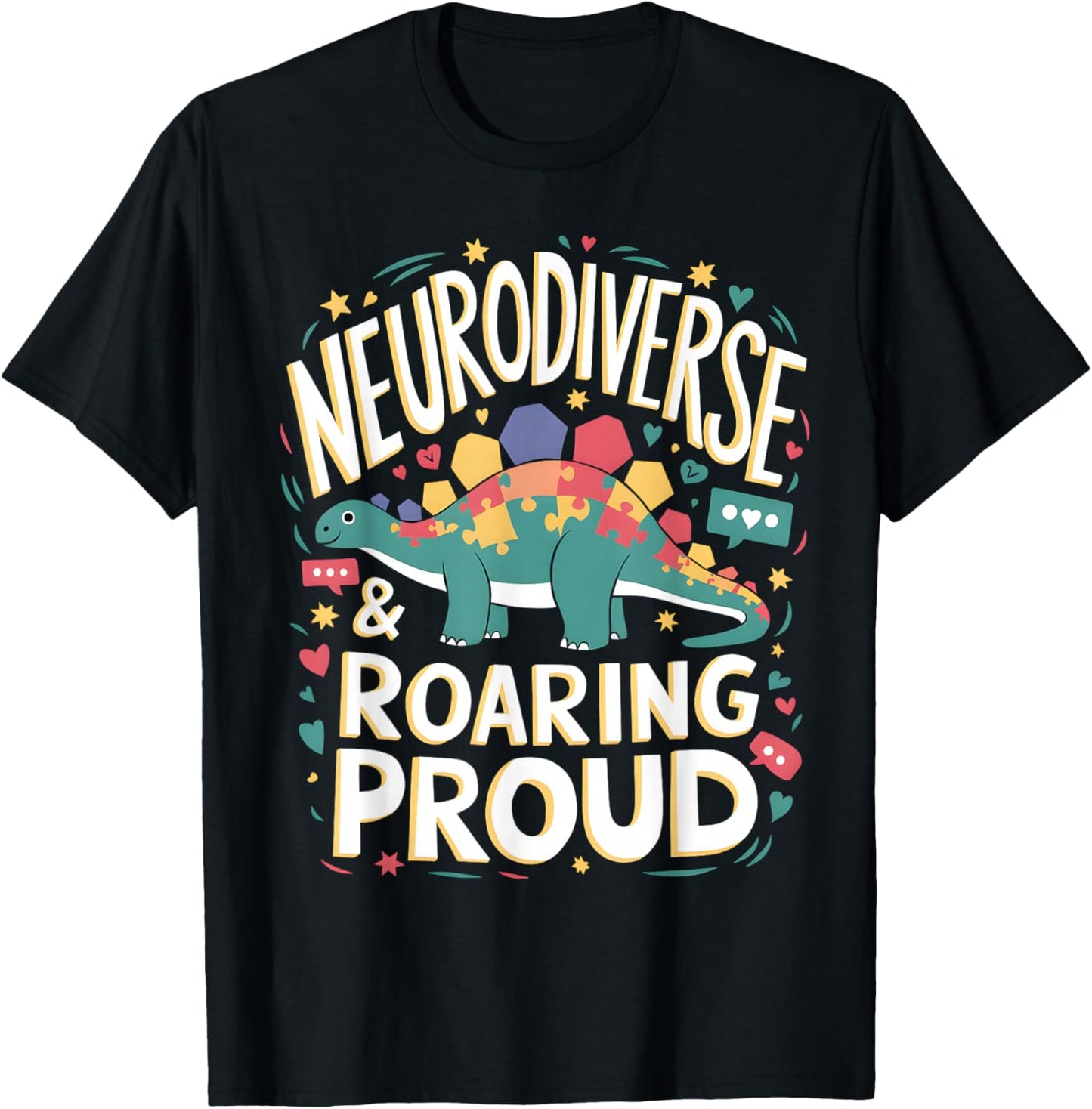 Neurodiverse Dinosaur ABA Therapy Design T-Shirt - T-Shirt | Black