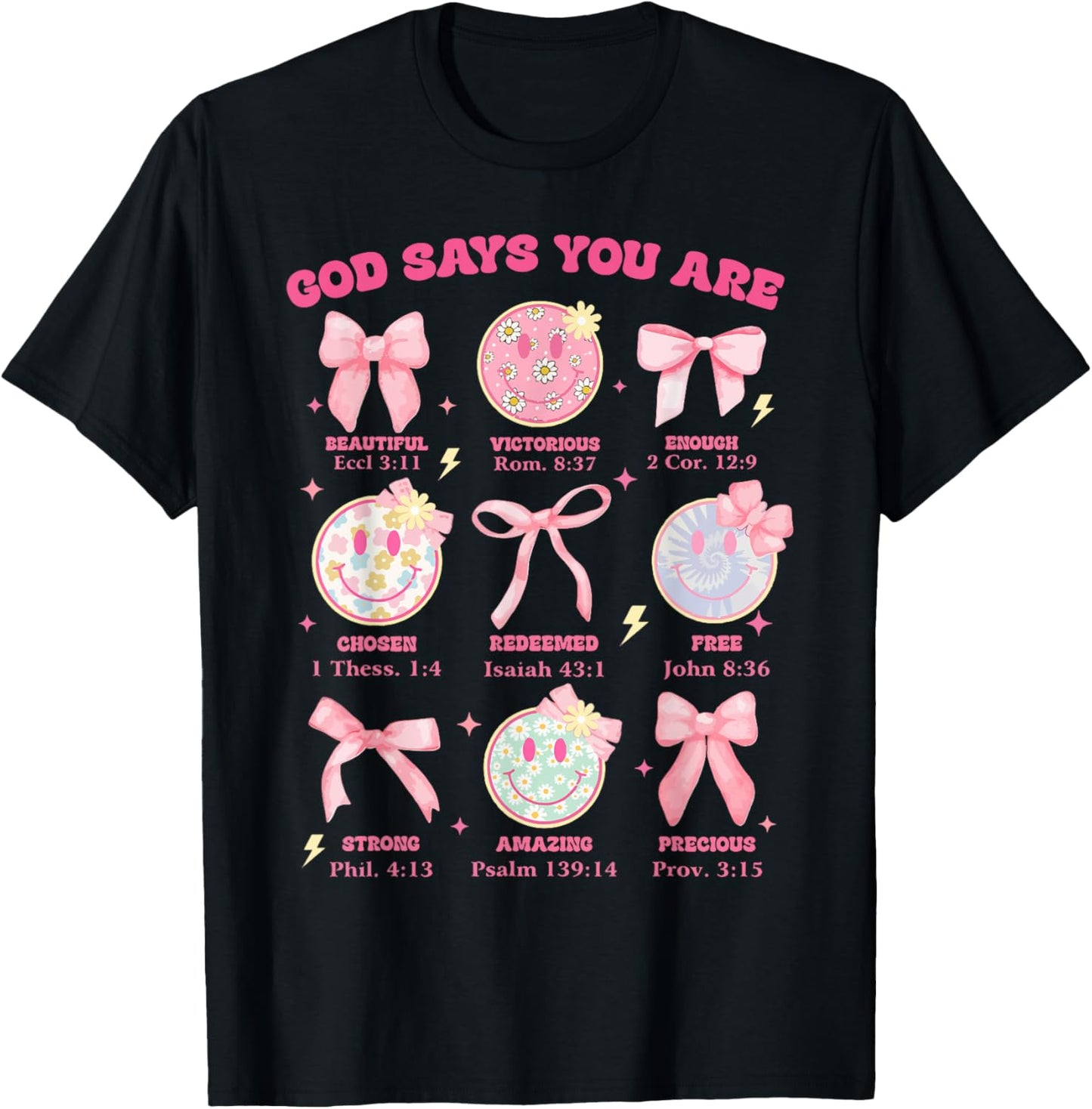 Funny God Says You Are Strong Loved Worthy Enough T-Shirt - T-Shirt | Black