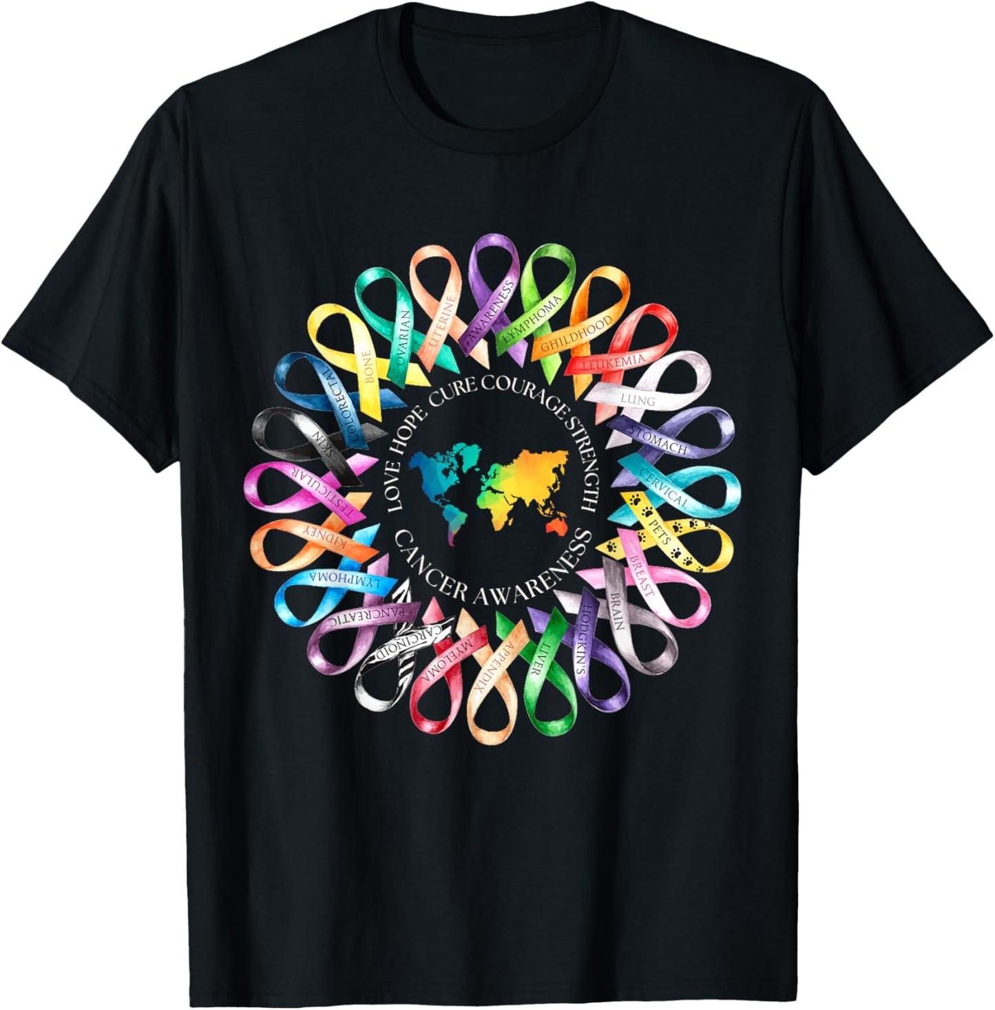 All Cancer Matters Survivors Awareness Fight Ribbon Support T-Shirt - T-Shirt | Black