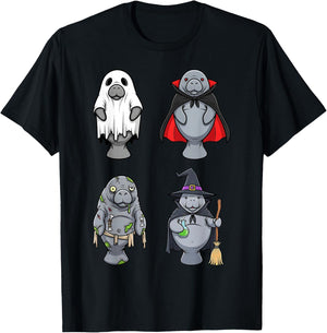 Funny Manatee Ghost Witch Zombie Vampire Halloween Costume T-Shirt - T-Shirt | Black